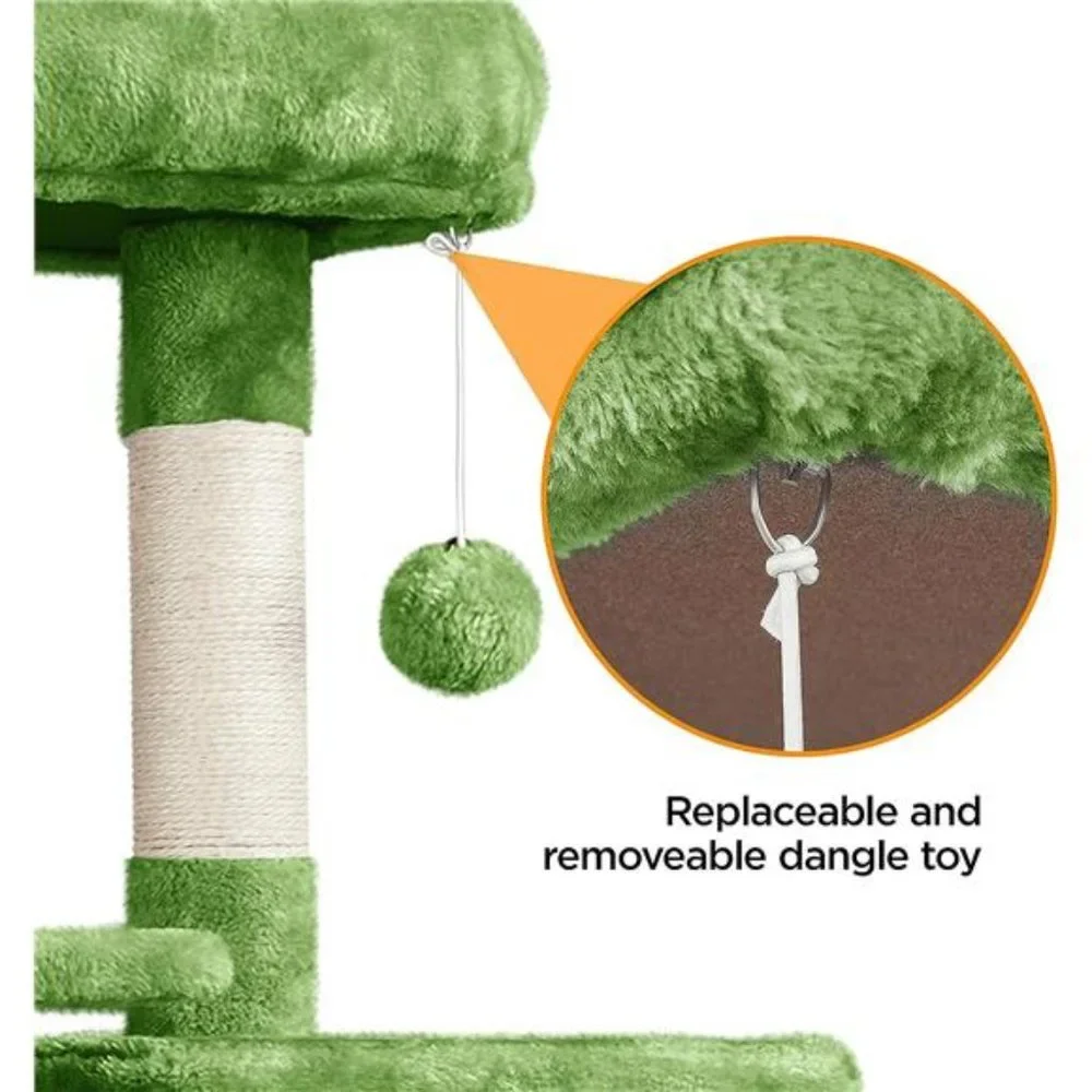 63in Multi-Level Tall Cat Tree w/Sisal-Covered Scratching Posts & Condo, Green